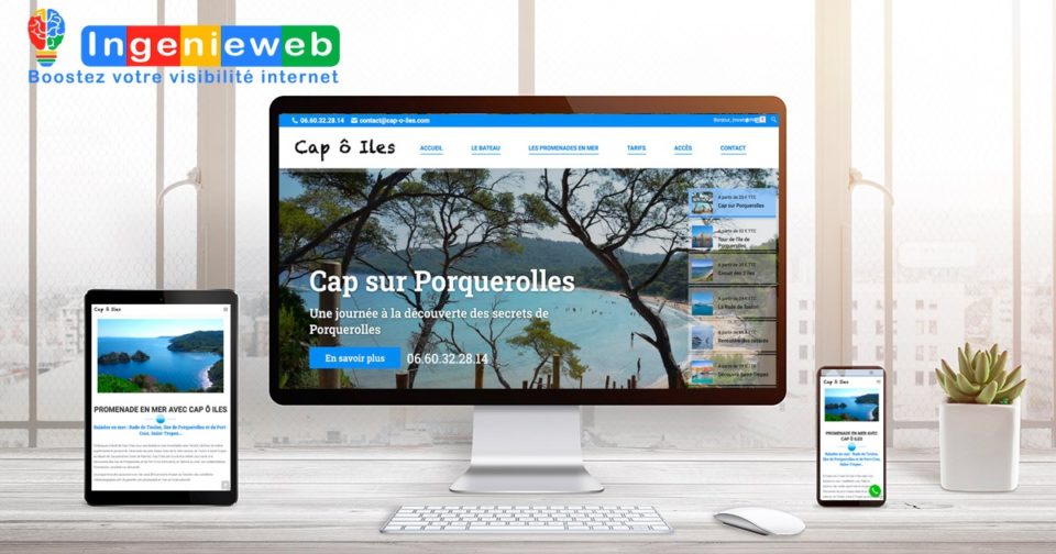 Ingenieweb réalisation du site internet Cap ô Iles Balades en mer au départ de Carqueiranne var