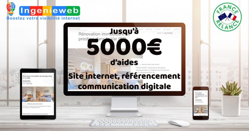 Plan de relance chèque numérique avec Ingenieweb site internet referencement communication digitale dans le var