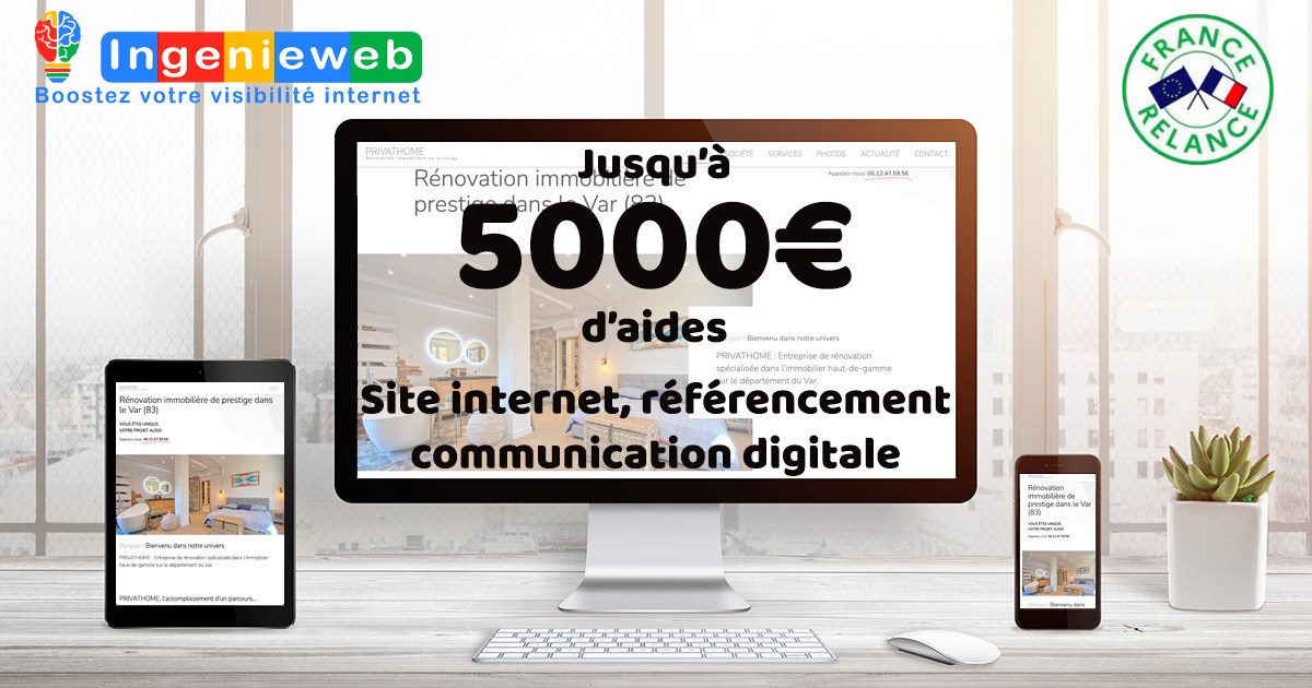 Plan de relance chèque numérique avec Ingenieweb site internet referencement communication digitale dans le var