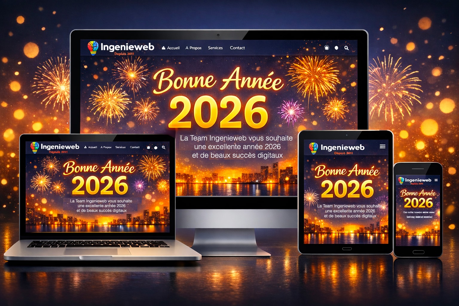 Bonne année 2026 avec Ingenieweb - expert digital - création site internet. - référencement