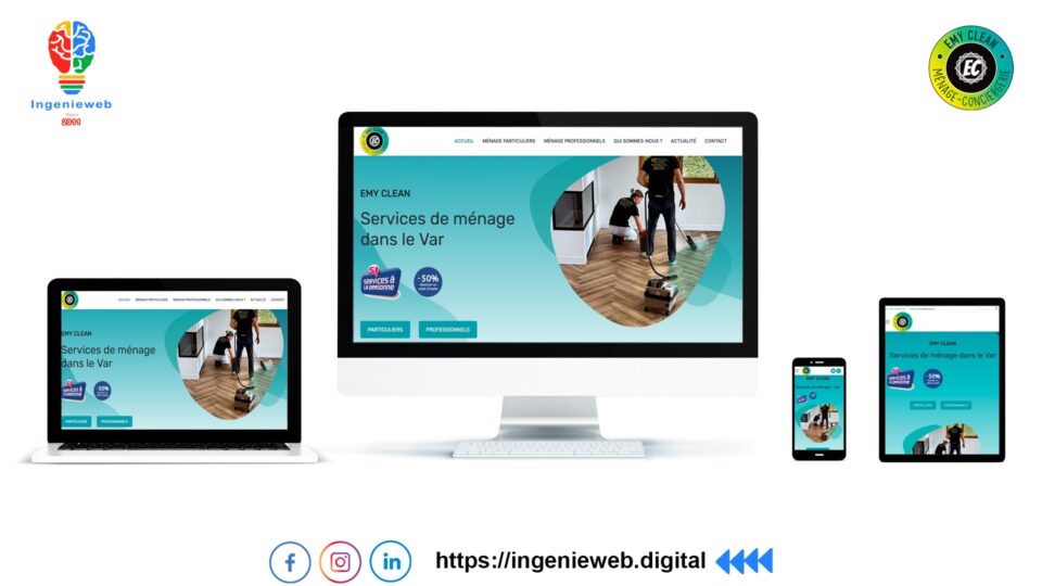 Site internet Emy Clean Fb Création site internet Emy Clean by Ingenieweb